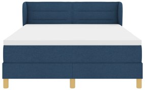 Kék Boxspring Ágy Matrac Készlettel – 140x200 cm Szövet