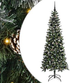 vidaXL Mű karácsonyfa 300 LED-del Zöld 210 cm PVC és Műanyag és Acél