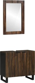 vidaXL Fürdőszoba bútor szett polcokkal 2 pcs Walnut barna Faanyag