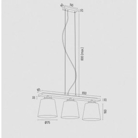 Argon 6250 - Csillár zsinóron ARDEN 3xE27/15W/230V arany