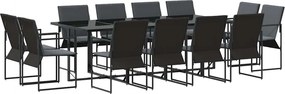 vidaXL Kert étkező szett 13 pcs Fekete Acél