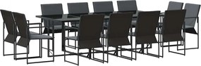 vidaXL Kert étkező szett 13 pcs Fekete Acél