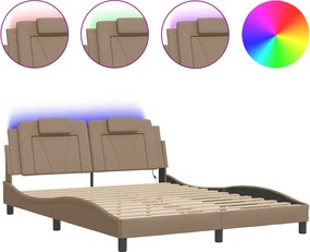 vidaXL kávészínű ágykeret Viana LED-ekkel matrac nélkül 160 x 200 cm
