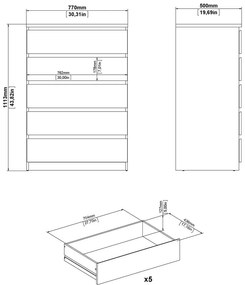 Natúr színű komód tölgyfa dekorral 77x111x50 cm Naia – Tvilum