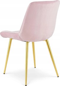 Rózsaszín étkezőszék BERA bársony arany lábakkal