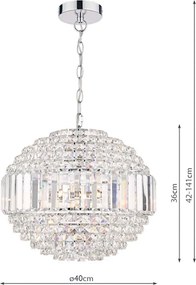 LAURA ASHLEY 3743651-Q VIENNA Kristály Függesztett Lámpa Fehér, Csiszolt Króm G9 IP20