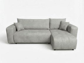 Világosszürke kihúzható sarokkanapé SORELA, kétoldalas + 2 párnával ingyenesen