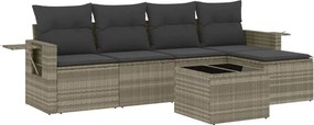 vidaXL 6 részes világosszürke polyrattan kerti ülőgarnitúra párnákkal