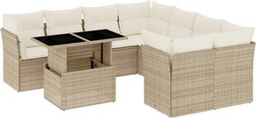 vidaXL 9 részes bézs polyrattan kerti ülőgarnitúra párnákkal