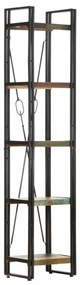 5 szintes tömör újrahasznosított fa könyvespolc 40x30x180 cm