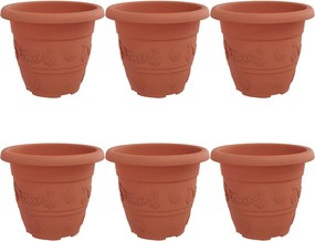 vidaXL Kerek Virágcserép 6 pcs Tégla Vörös Ø 26 x 21,5 cm Műanyag