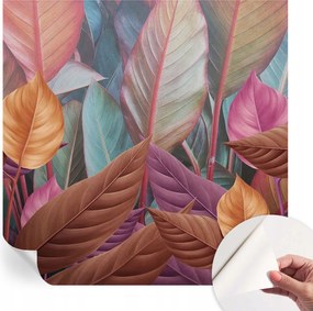 Öntapadós tapéta Fali furnér 3D hatás Színes levelek 250x250 cm