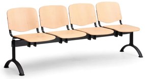 ISO II fa pad, 4 üléses - fekete lábak, bükkfa