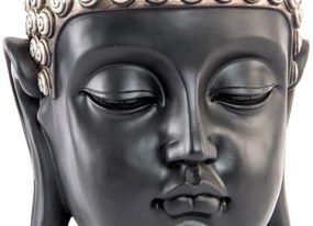 Buddha fej szobor fekete ezüst 27x24x49 cm