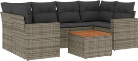 vidaXL 7 részes szürke polyrattan kerti ülőgarnitúra párnákkal