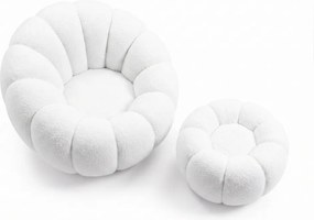 Design fotel BLOOM lábtartóval, fehér
