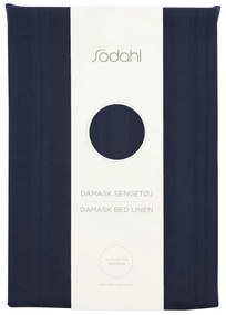 Sötétkék egyszemélyes hosszabbított damaszt ágyneműhuzat 140x220 cm Noble – Södahl