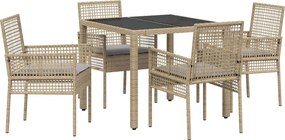 vidaXL Kert étkező szett 5 pcs Bézs polirattan