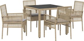 vidaXL Kert étkező szett 5 pcs Bézs polirattan