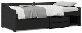 Napozóágy 3 fiókkal matrac nélkül IRUN Fekete 90x200 cm
