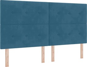 vidaXL LED Box Spring Ágy matracmal Sötét kék 180 x 200 cm szövet