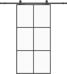vidaXL fekete ESG üveg tolóajtó fémszerelvény-szettel 102x205 cm