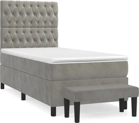 vidaXL világosszürke bársony rugós ágy matraccal 80 x 200 cm