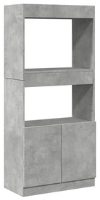 betonszürke szerelt fa magasszekrény 63 x 33 x 140 cm