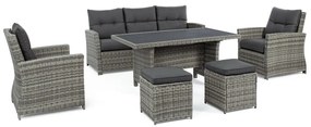 Szürke műrattan hatszemélyes kerti lounge szett Ariel – Bizzotto
