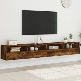 2 db füstös tölgy színű szerelt fa TV-szekrény 100 x 30 x 30 cm