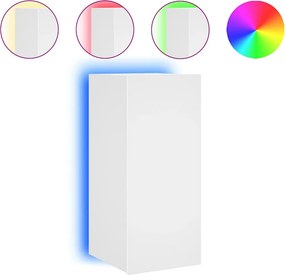 vidaXL fehér falra szerelhető TV-szekrény LED-lámpákkal 30,5x35x70 cm