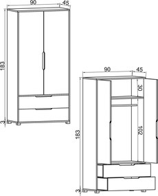 Flora 90 - Sapphire Oak, Anthracite