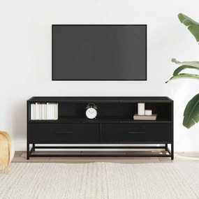 fekete szerelt fa és fém TV-szekrény 100x34,5x40 cm