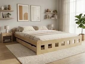 Naomi magasĂtott ĂĄgy 180x200 cm, fenyĆfa ĂgyrĂĄcs: LamellĂĄs ĂĄgyrĂĄcs, Matrac: Coco Maxi 20 cm matrac