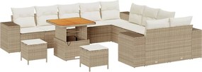 vidaXL Kerti Kanapé Szett párnával 13 pcs Beige és krém polirattan