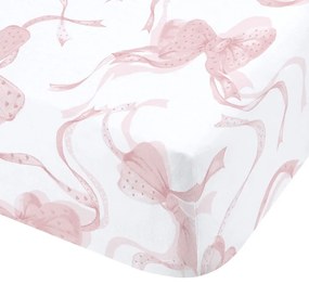 Fehér-rózsaszín gumis lepedő 150x200 cm Bow – Catherine Lansfield