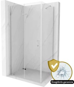 Porto aszimmetrikus szögletes összecsukható nyílóajtós zuhanykabin 6 mm vastag vízlepergető biztonsági üveggel, 195 cm magas, króm