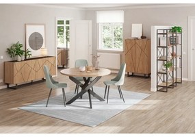 Fekete-natúr színű polcos állvány tölgyfa dekorral 144x175 cm Dusan – Marckeric