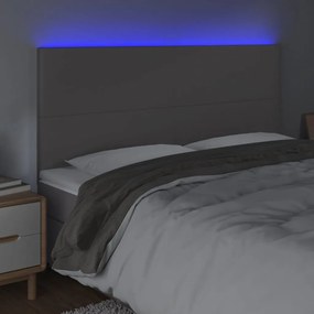 szürke műbőr LED-es fejtámla 160x5x118/128 cm
