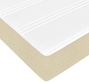 Boxrugós ágy Krém és barna 140 x 200 cm Textil és mérnöki fa