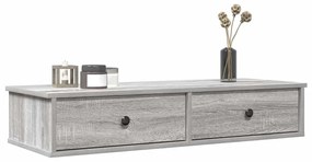 szürke sonoma szerelt fa falipolc fiókokkal 100 x 37,5 x 19 cm