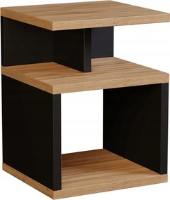 Zoe éjjeliszekrény, éjjeli asztal wotan tölgy/fekete szín