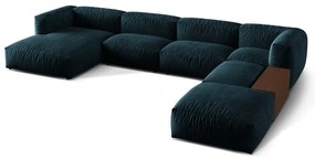 Sötétkék bársony moduláris sarokkanapé (jobb oldali-U alakú) Martina – Micadoni