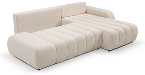 Jobb oldali, bézs, L-alakú, tárolós, kihúzható sarokkanapé DESIO