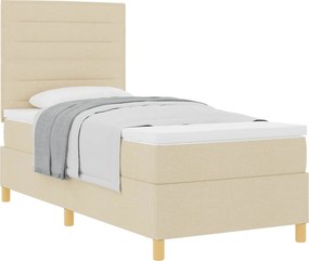 vidaXL Boxrugós ágy matracmal fejtámlával Krém 90 x 190 cm szövet