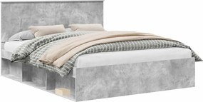 vidaXL Ágykeret fejtámlával Beton 160 x 200 cm Tömör fenyőfa