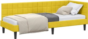 vidaXL Sarokágy keret fejtámlával Sárga 80 cm x 200 cm Bársony