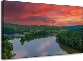 Vászonkép Rózsaszín ég Nap Folyó Természet 100x60 cm