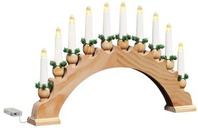 Karácsonyi gyertyatartó ív 10 LED gyertyával Barna