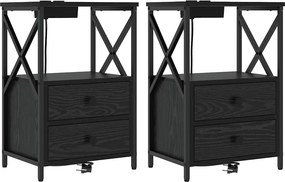 vidaXL Éjjeliszekrény 2 pcs Fekete tölgy 40 x 31 x 60 cm Faanyag